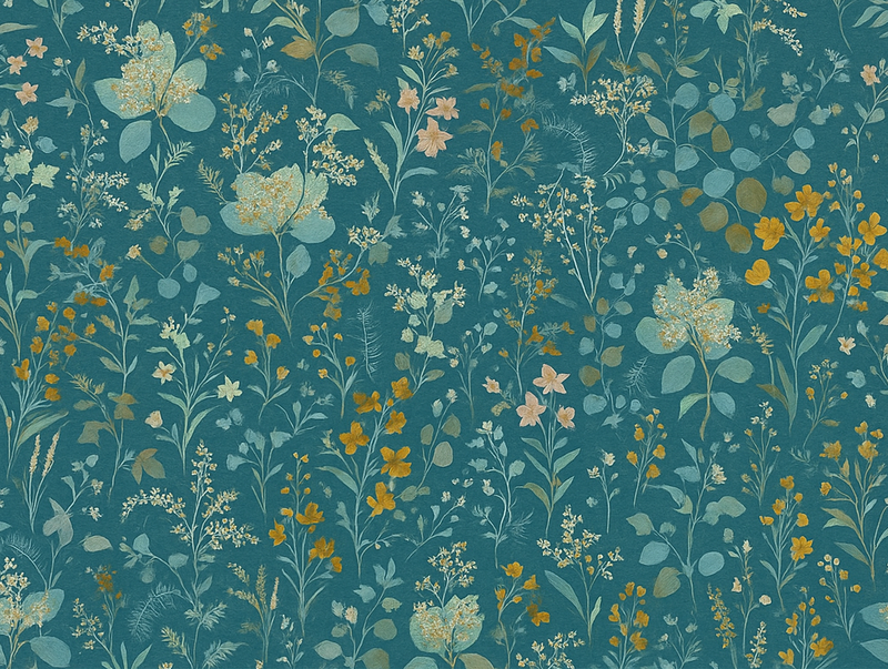 Vinyl tapijt slaapkamer blauw vintage bloemen ontwerp - TenStickers