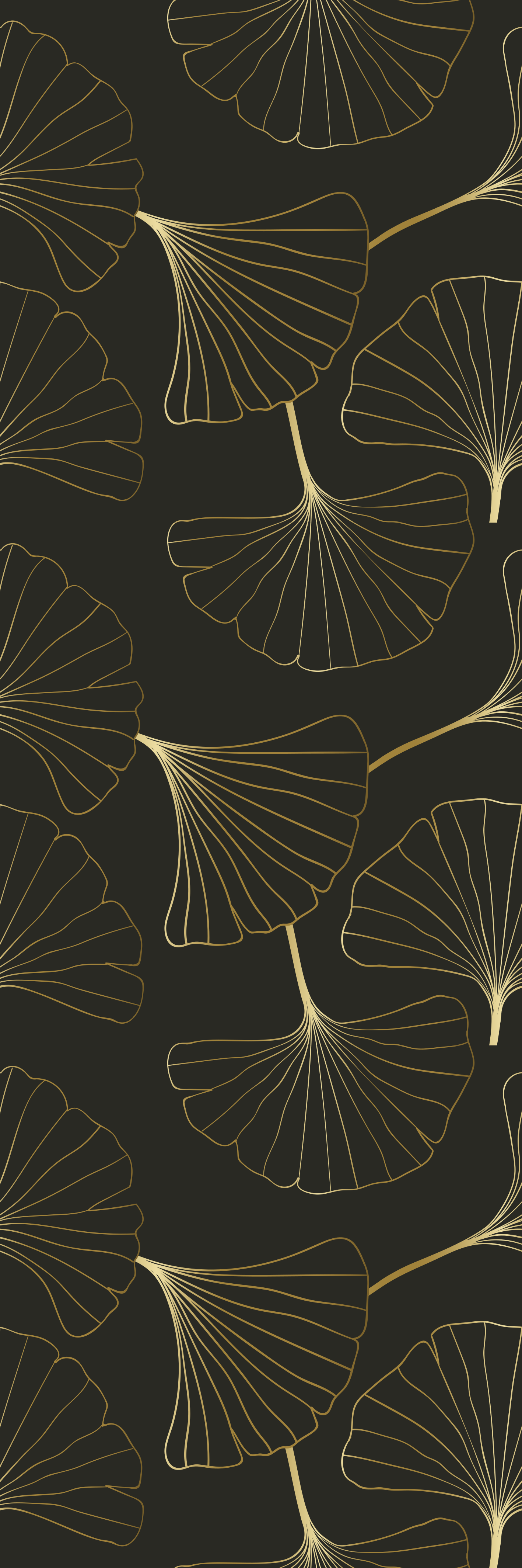 Vinyl tapijt kantoor ginkgo bladeren charcoal goud - TenStickers