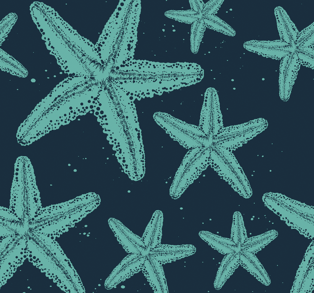 Vinyl tapijt slaapkamer starfish blauwtonen - TenStickers