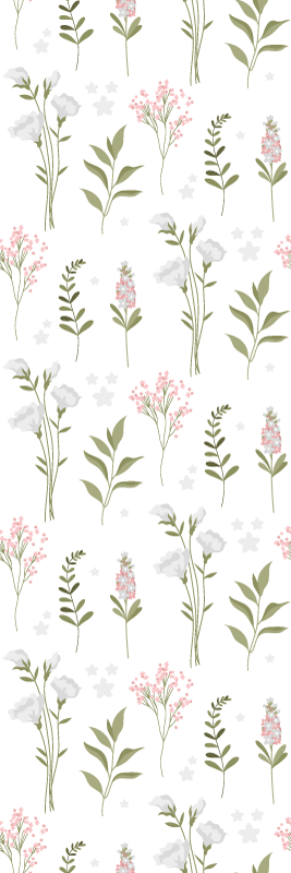 Vinyl tapijt slaapkamer met minimalistisch bloemenpatroon - TenStickers