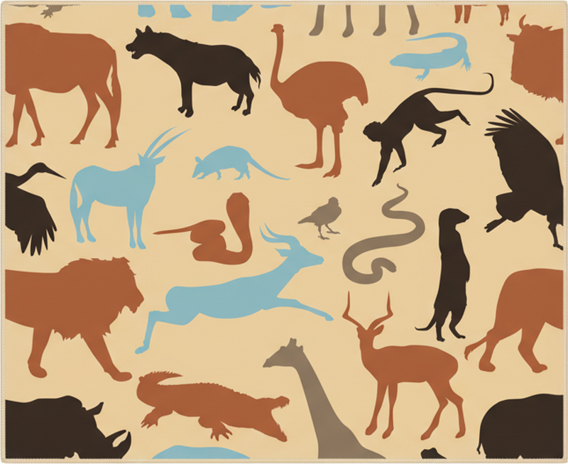 Vinyl tapijt slaapkamer silhouetten safari dieren - TenStickers