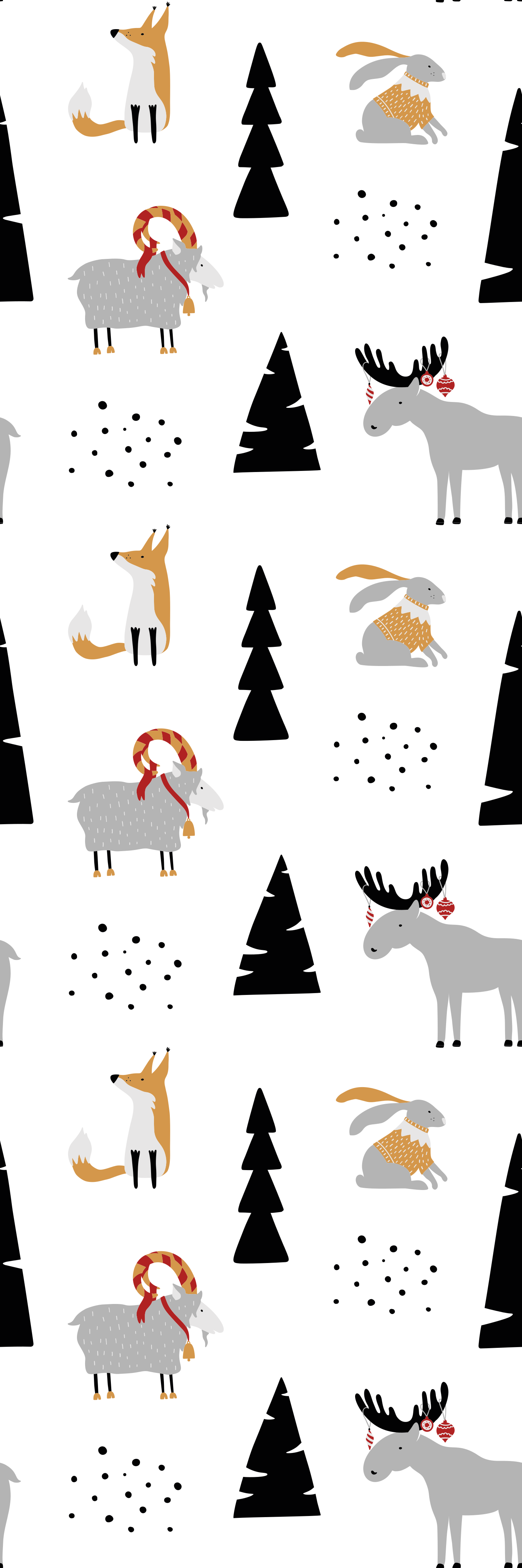 Vinyl tapijt slaapkamer patroon met winterdieren - TenStickers