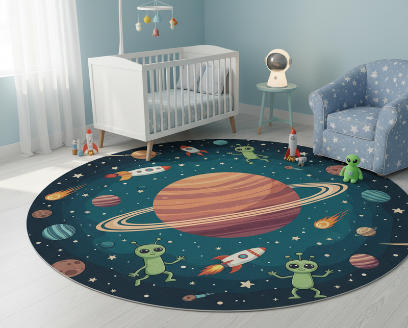 Vinyl tapijt slaapkamer met grappige aliens illustratie - TenStickers