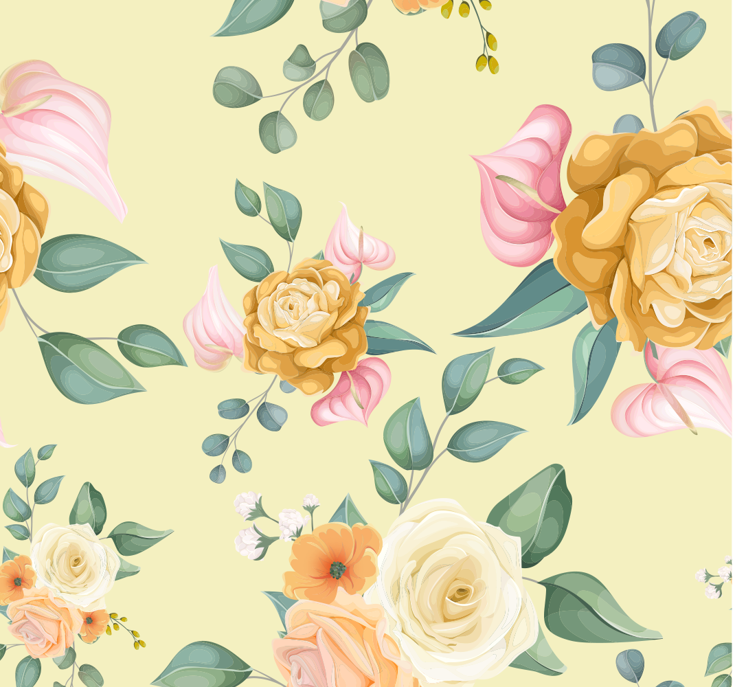 Vinyl tapijt slaapkamer gele rozen vintage stijl - TenStickers
