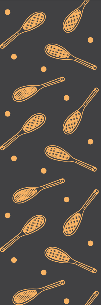 Vinyl tapijt slaapkamer oranje rackets en ballen ontwerp - TenStickers