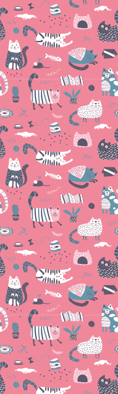 Vinyl tapijt slaapkamer nordic katjes - TenStickers