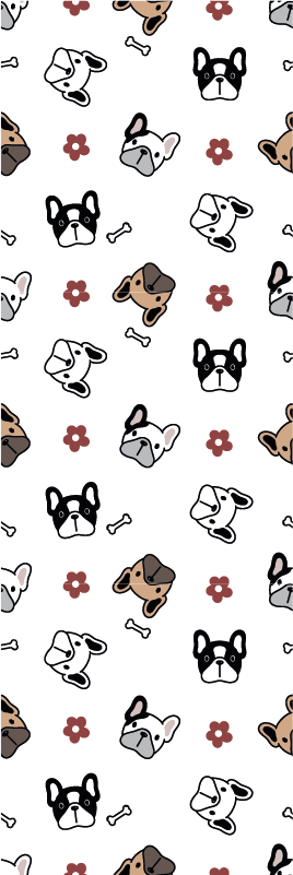 Vinyl tapijt slaapkamer met bloemen en franse bulldogs - TenStickers
