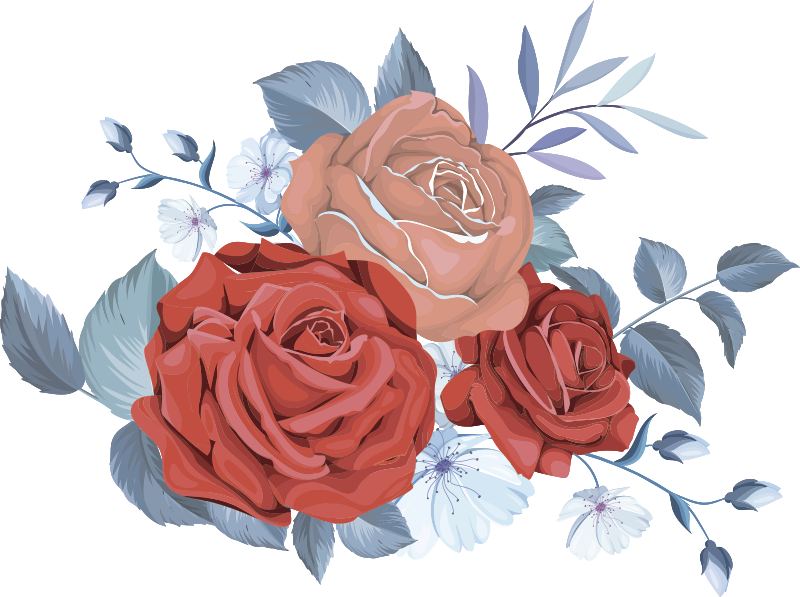 Vinyl tapijt slaapkamer blauwe boeket bloemen - TenStickers