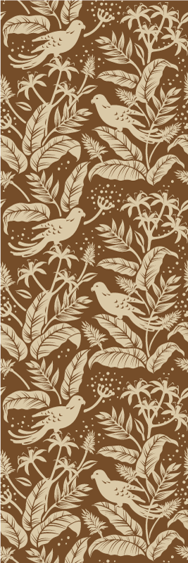 Vinyl tapijt scandinavisch met gouden en bruine vogels - TenStickers
