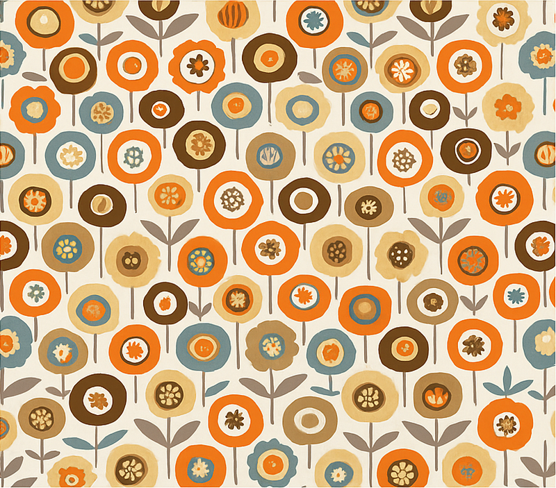 Vinyl tapijt scandinavisch kleurrijke vintage bloemen - TenStickers