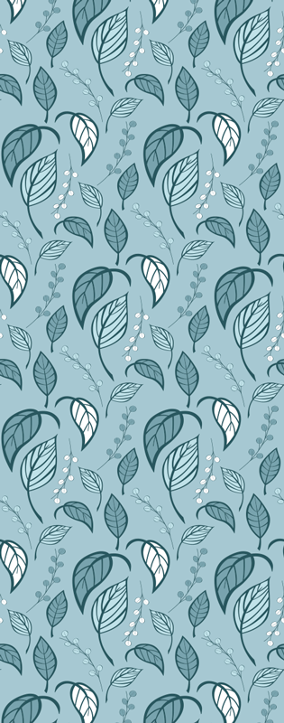 Vinyl tapijt scandinavisch blauw bladeren patroon - TenStickers