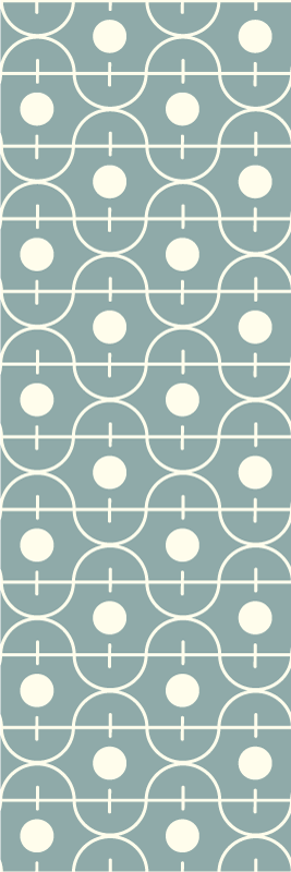 Vinyl tapijt scandinavisch blauw japandi patroon geometrisch - TenStickers