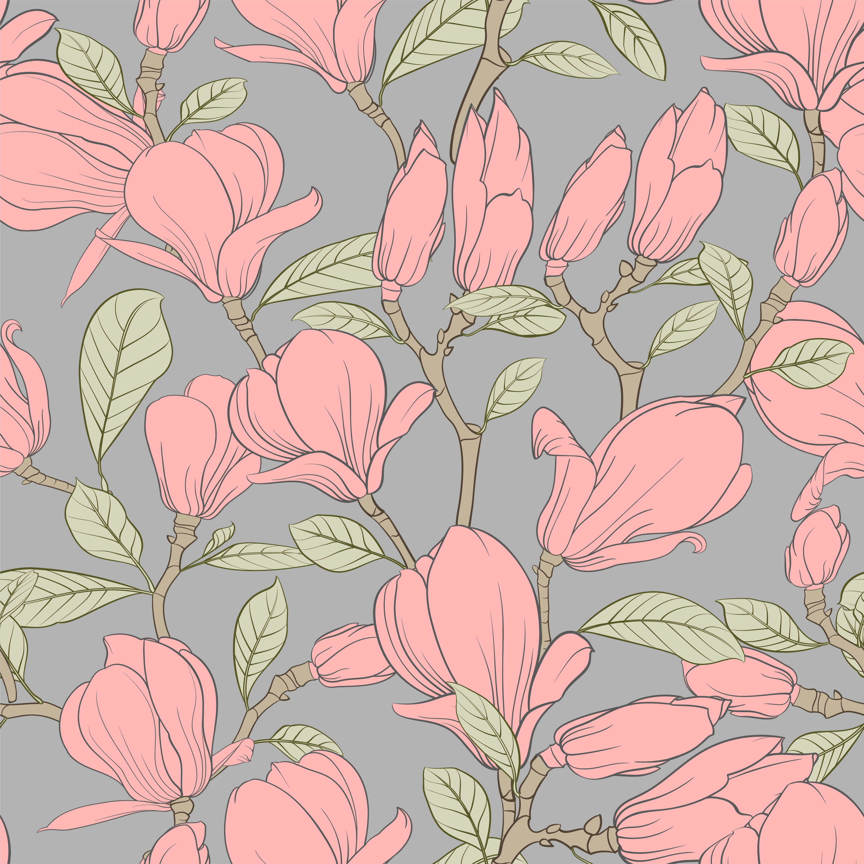 Vinyl tapijt natuur roze bloemen en bladeren - TenStickers