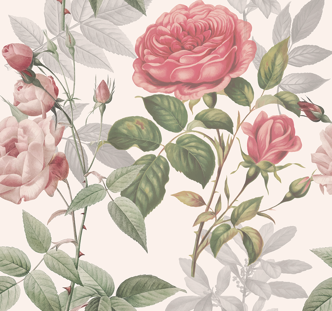 Vinyl tapijt natuur grote rozen - TenStickers