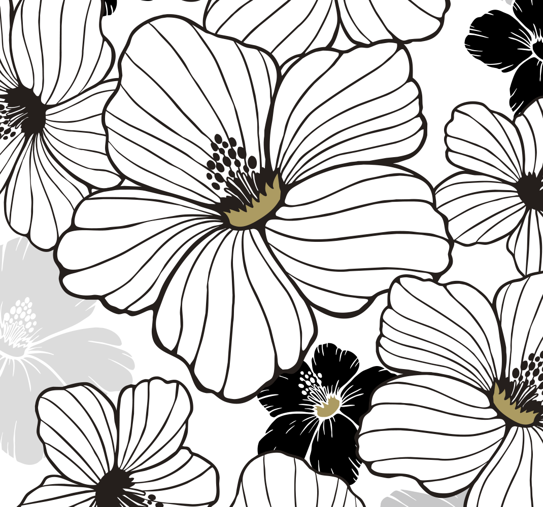 Vinyl tapijt natuur witte hibiscus bloemenpatroon - TenStickers