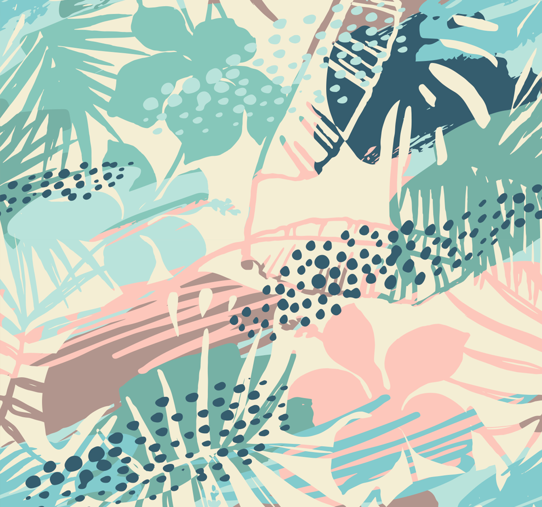 Vinyl tapijt natuur met planten bloemen en stippen ontwerp - TenStickers