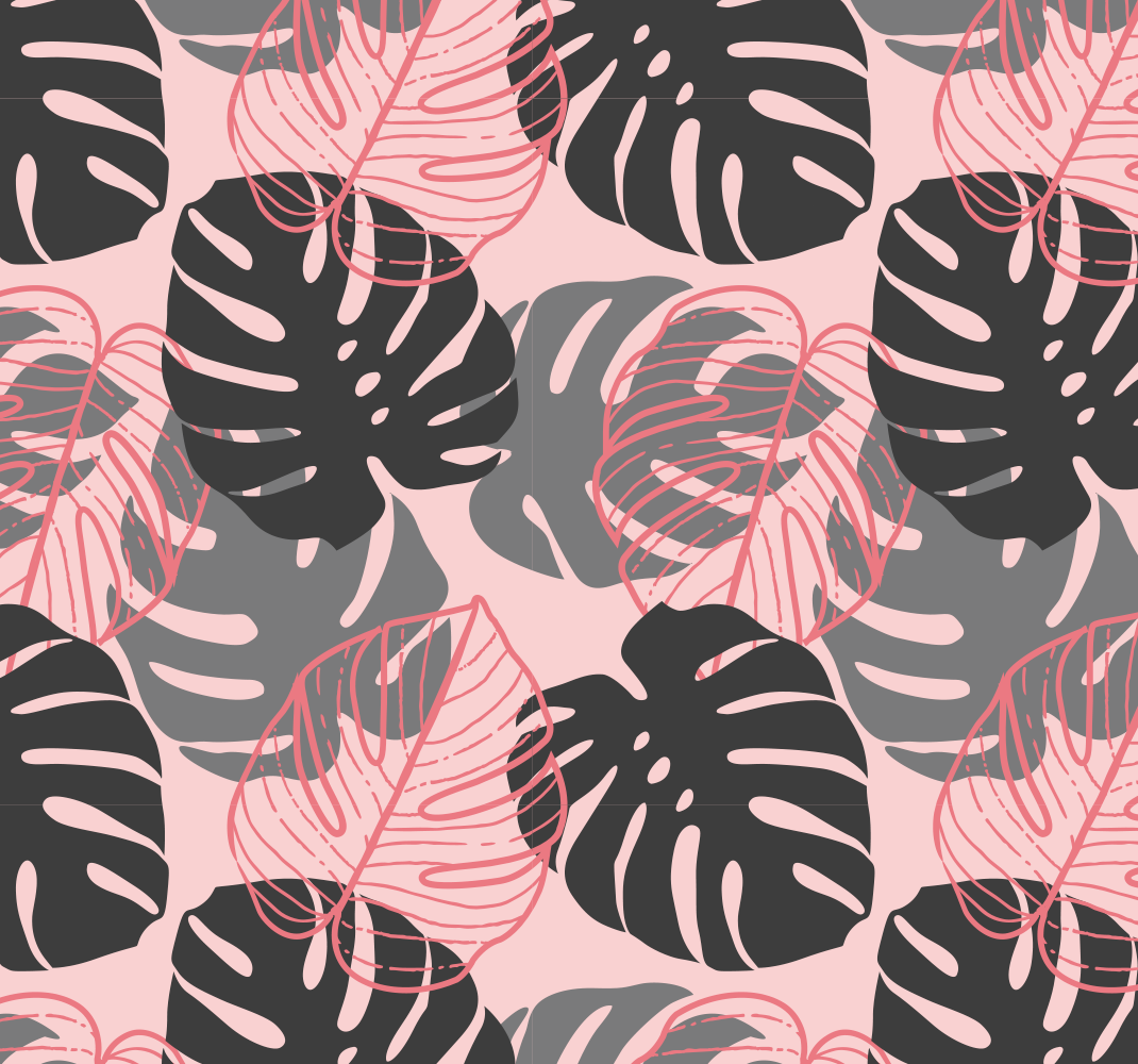 Vinyl tapijt natuur roze en grijze monstrosa - TenStickers