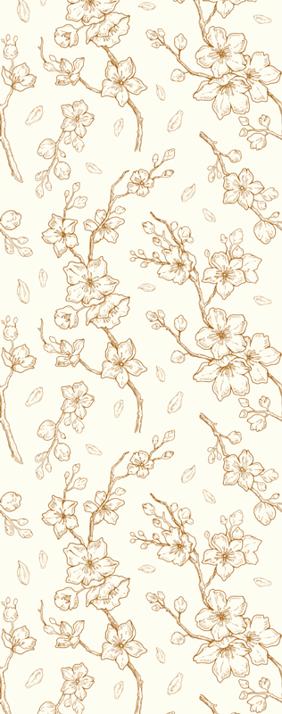 Vinyl tapijt natuur crème bloem sakura bloesem - TenStickers