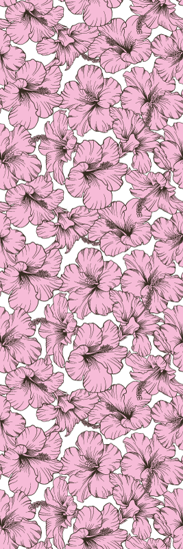 Vinyl tapijt natuur hibiscusbloemen roze patroon - TenStickers