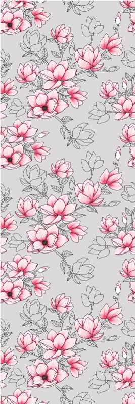 Vinyl tapijt natuur met magnolia bloemen op zilver - TenStickers