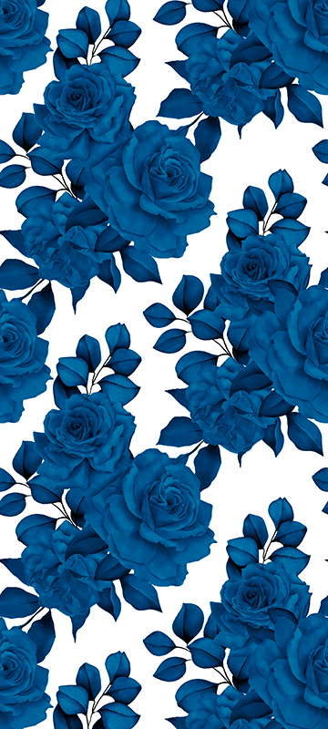 Vinyl tapijt natuur "nieuwe nostalgie" blauwe bloemen - TenStickers
