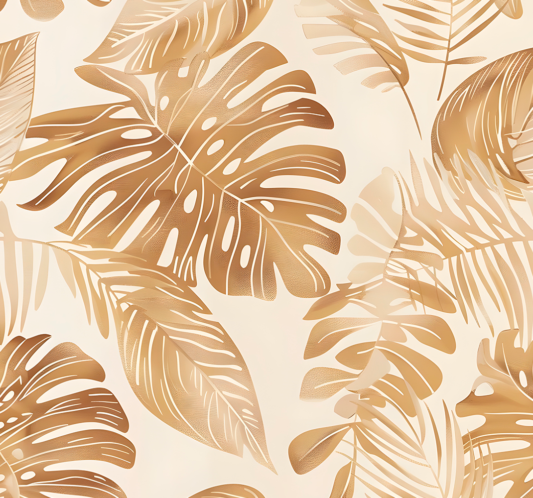 Vinyl tapijt natuur beige grote bladeren patroon - TenStickers