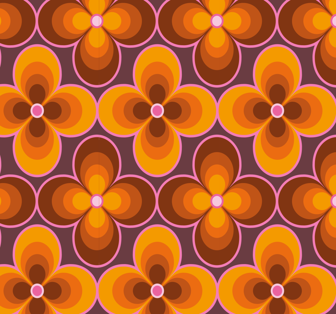 Vinyl tapijt antiek bloemen retro groovy patroon - TenStickers