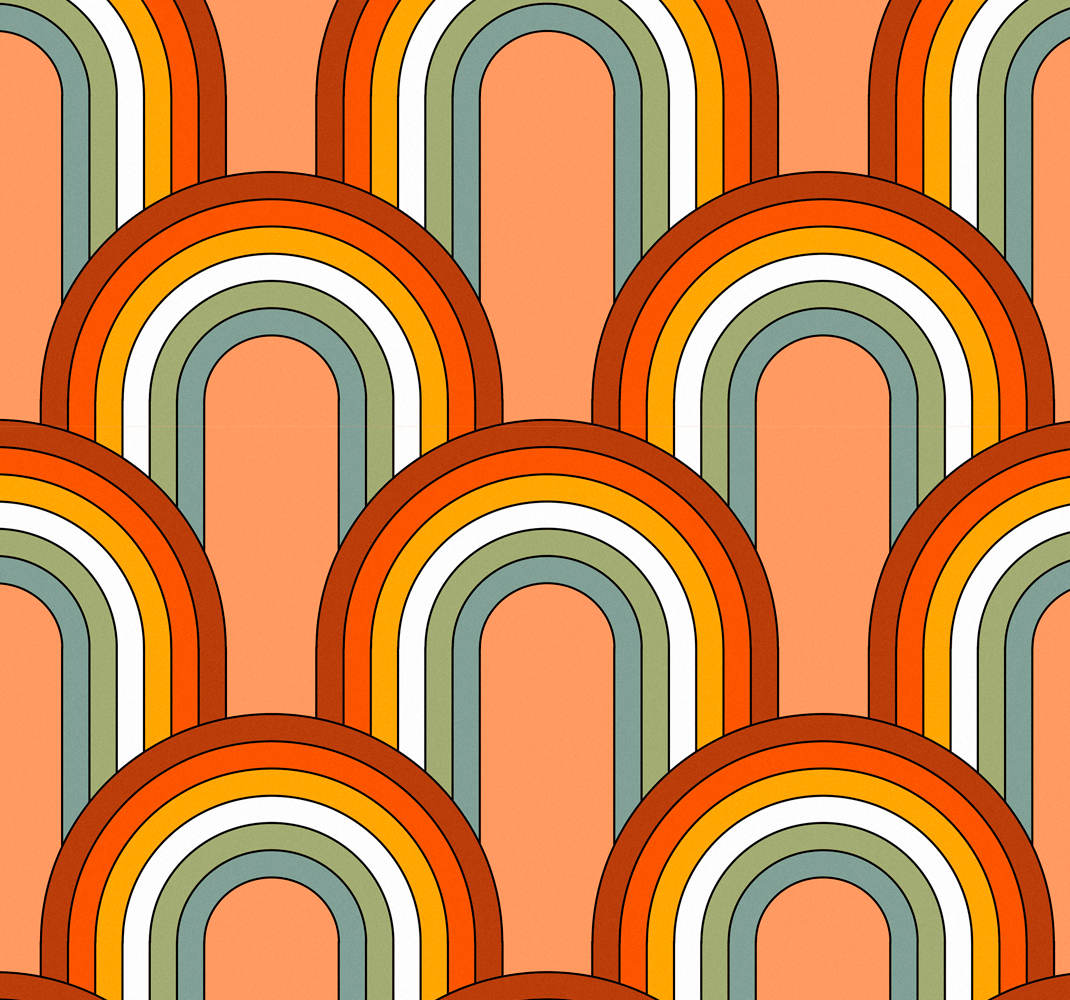 Vinyl tapijt antiek 70s regenboogpatroon - TenStickers