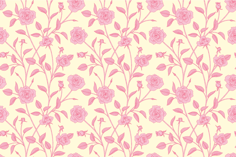 Vinyl tapijt antiek vintage kleine rozen op roze achtergrond - TenStickers