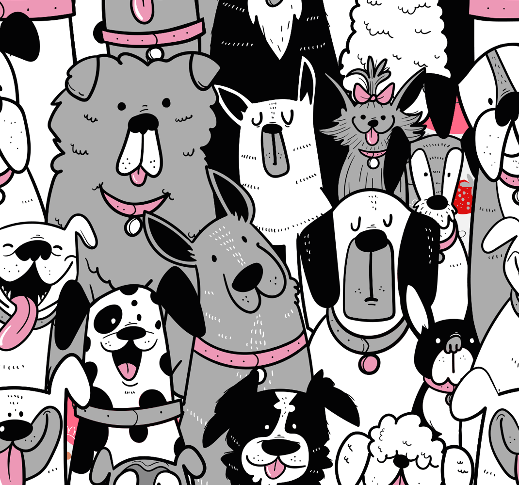 Dieren vinyl tapijt behang voor kinderen met hondcontouren - TenStickers