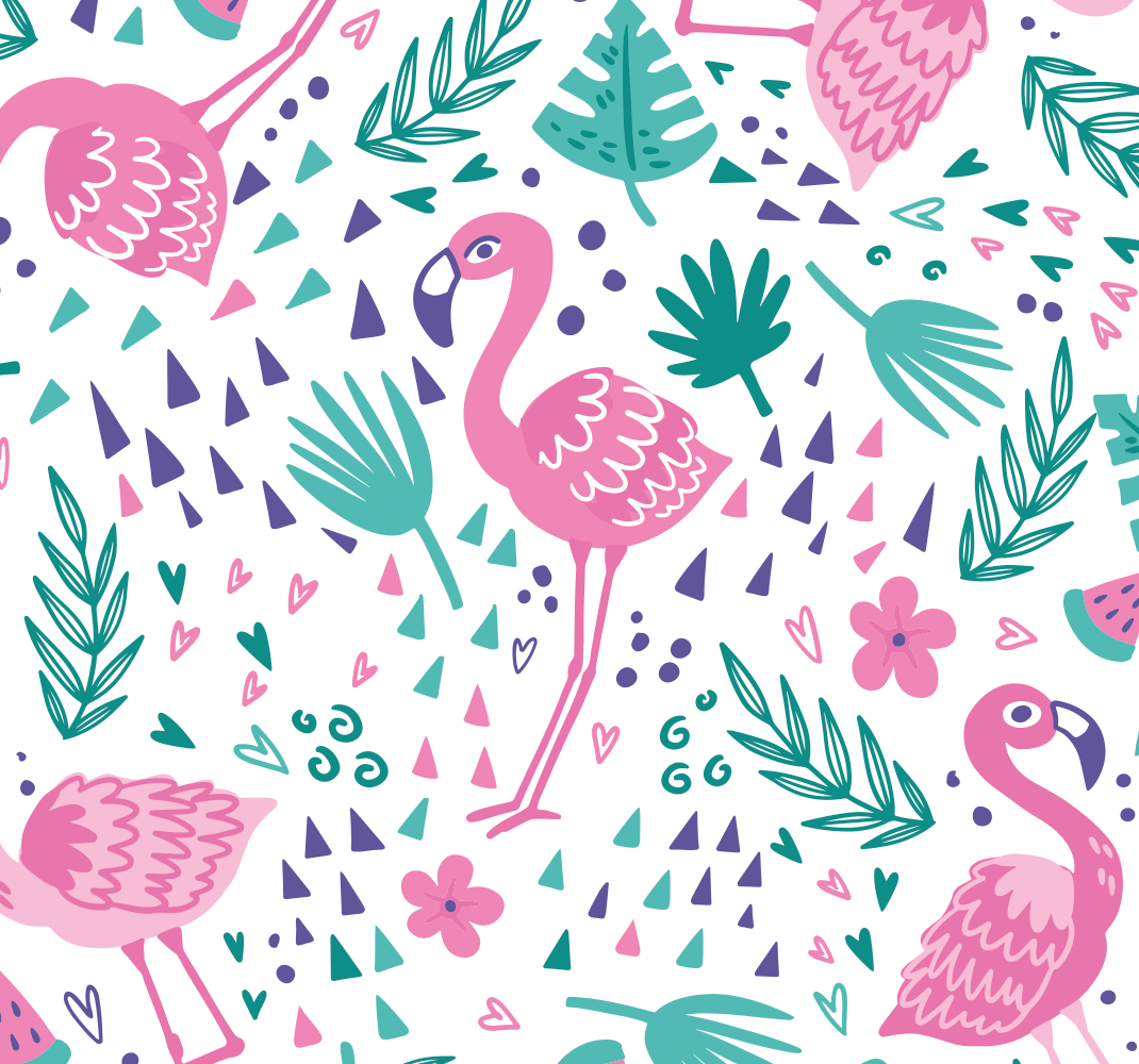 Dieren vinyl tapijt met flamingo patroon - TenStickers