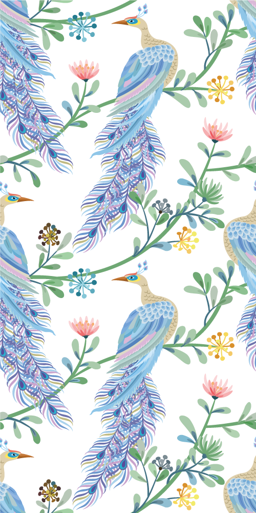 Dieren vinyl tapijt vogels in het paradijs - TenStickers