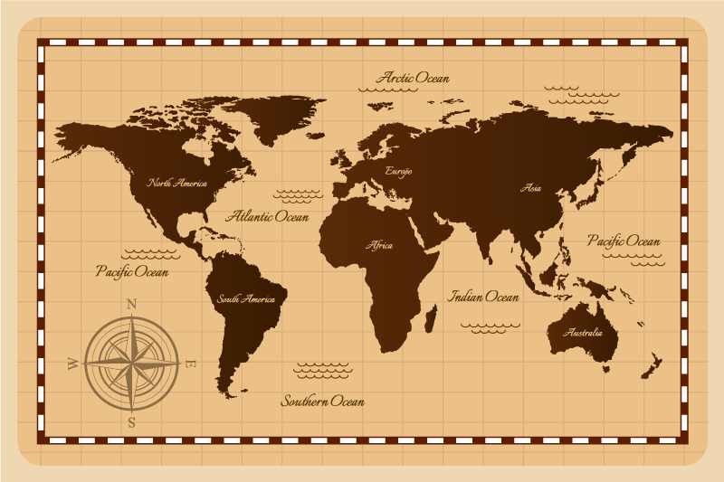 Vinyl tapijt wereldkaart atlas - TenStickers