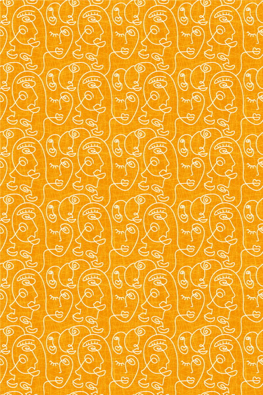 Vinyl tapijt met textuur abstract oranje getekende vrouwen - TenStickers