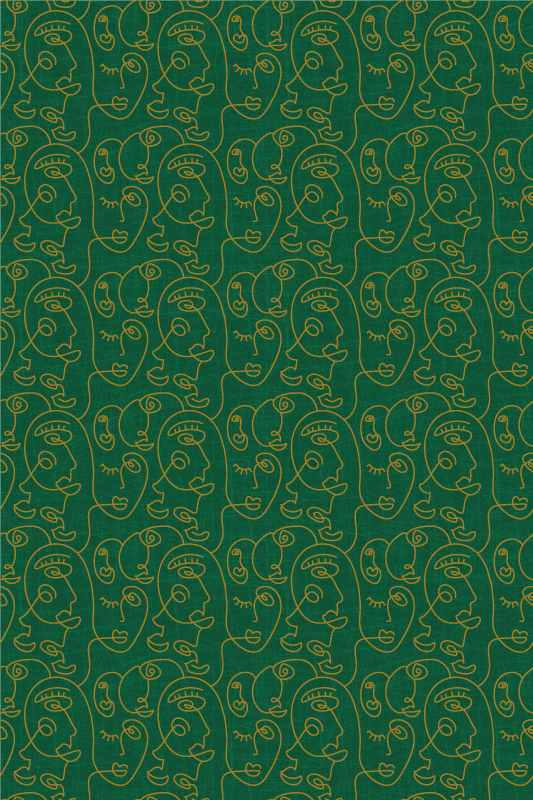 Vinyl tapijt met textuur abstract groene vrouwen tekeningen - TenStickers