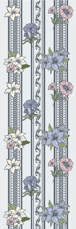 Vinyl tapijt antiek met bloemen vintage streepdesign - TenStickers
