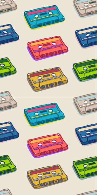Vinyl tapijt antiek retro multicolore cassettepatroon - TenStickers