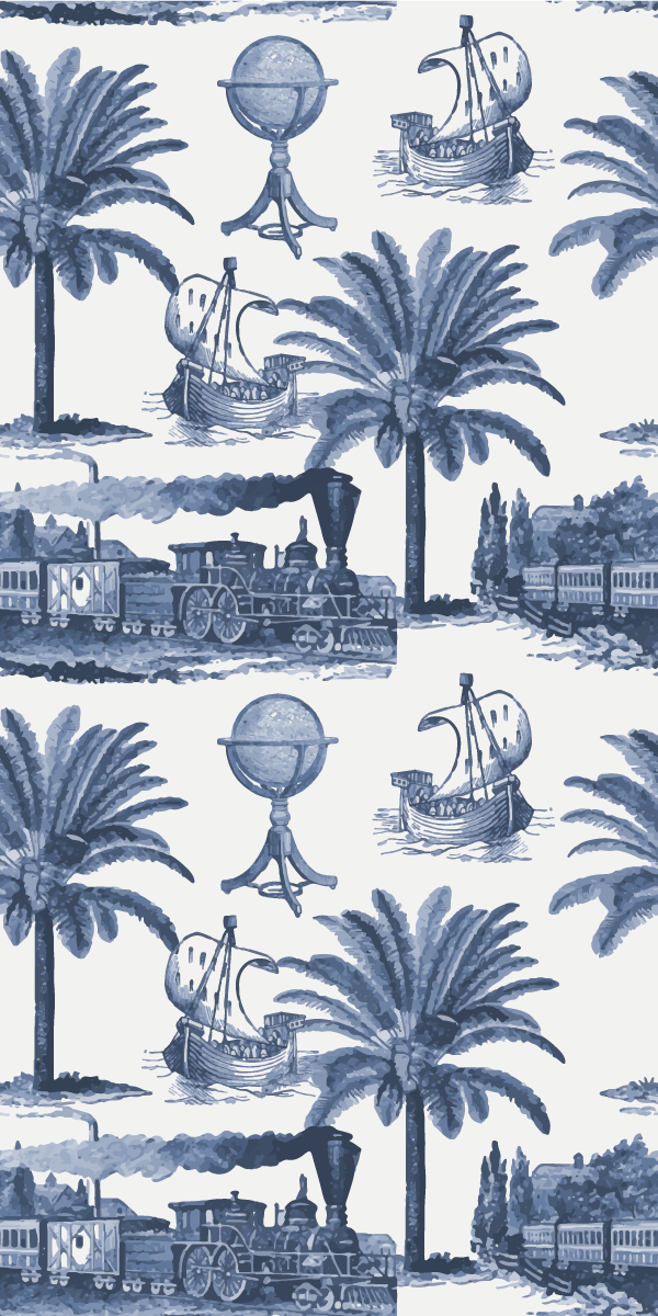 Vinyl tapijt antiek frans vintage patroon in blauw - TenStickers