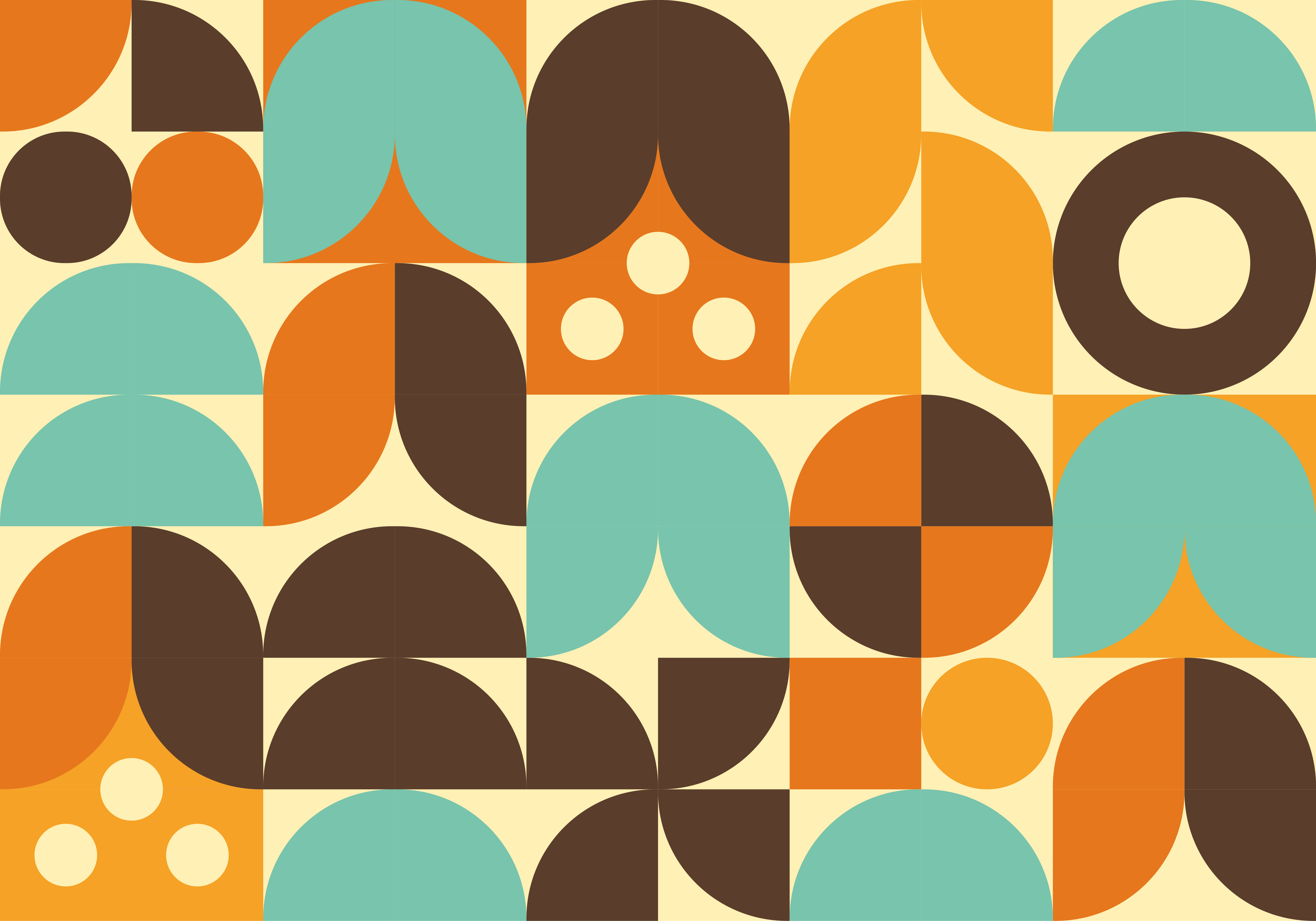 Vinyl tapijt antiek geometrische abstracte vormen 70's - TenStickers