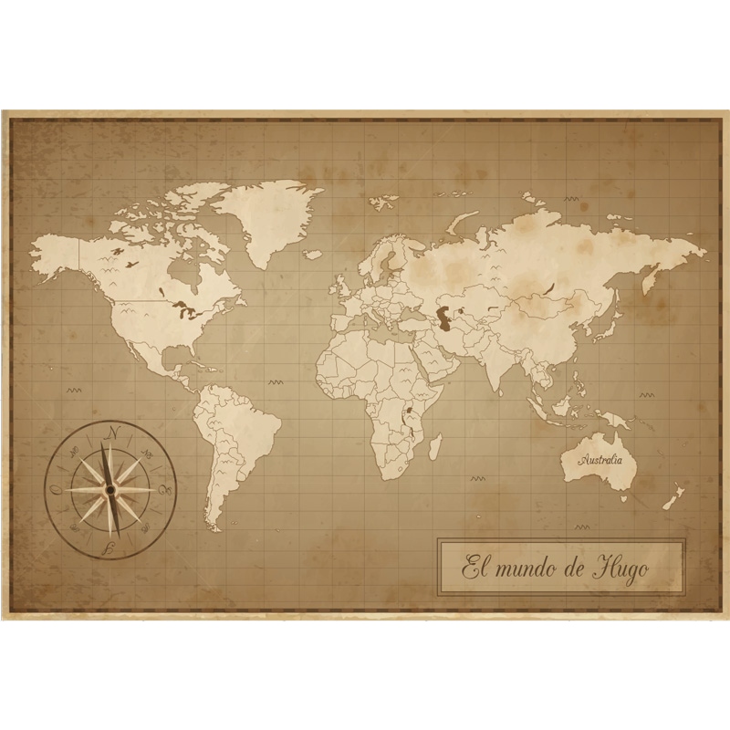 Vinyl tapijt wereldkaart vintage wereldkaart met naam - TenStickers