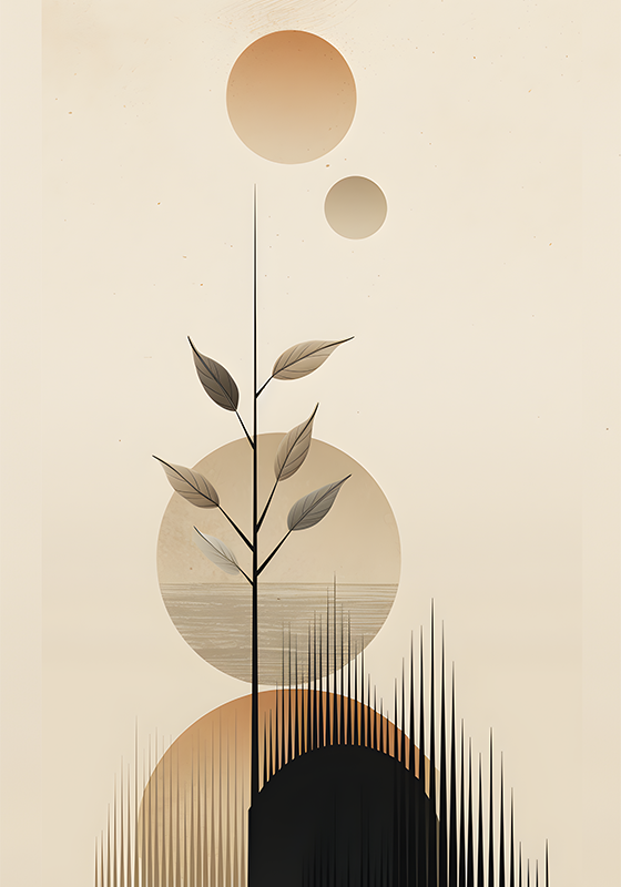 Vinyl tapijt bloemen en planten abstract boho plant - TenStickers