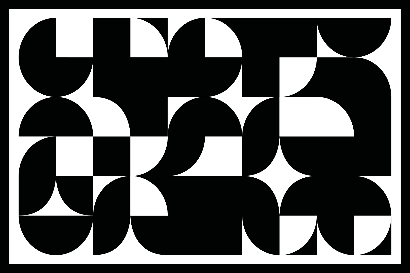 Vinyl tapijt geometrisch zwart cirkel kunstpatroon - TenStickers