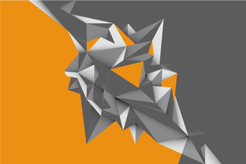 Vinyl tapijt geometrisch grijze en oranje abstracte vormen - TenStickers