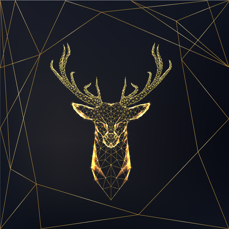 Vinyl tapijt geometrisch met gouden hert - TenStickers
