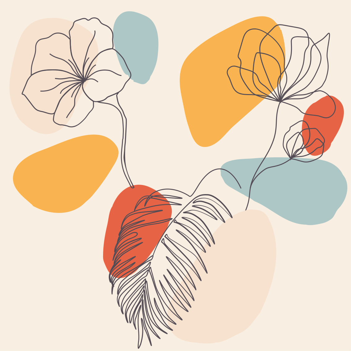 Vinyl tapijt geometrisch botanische wandkunst - TenStickers