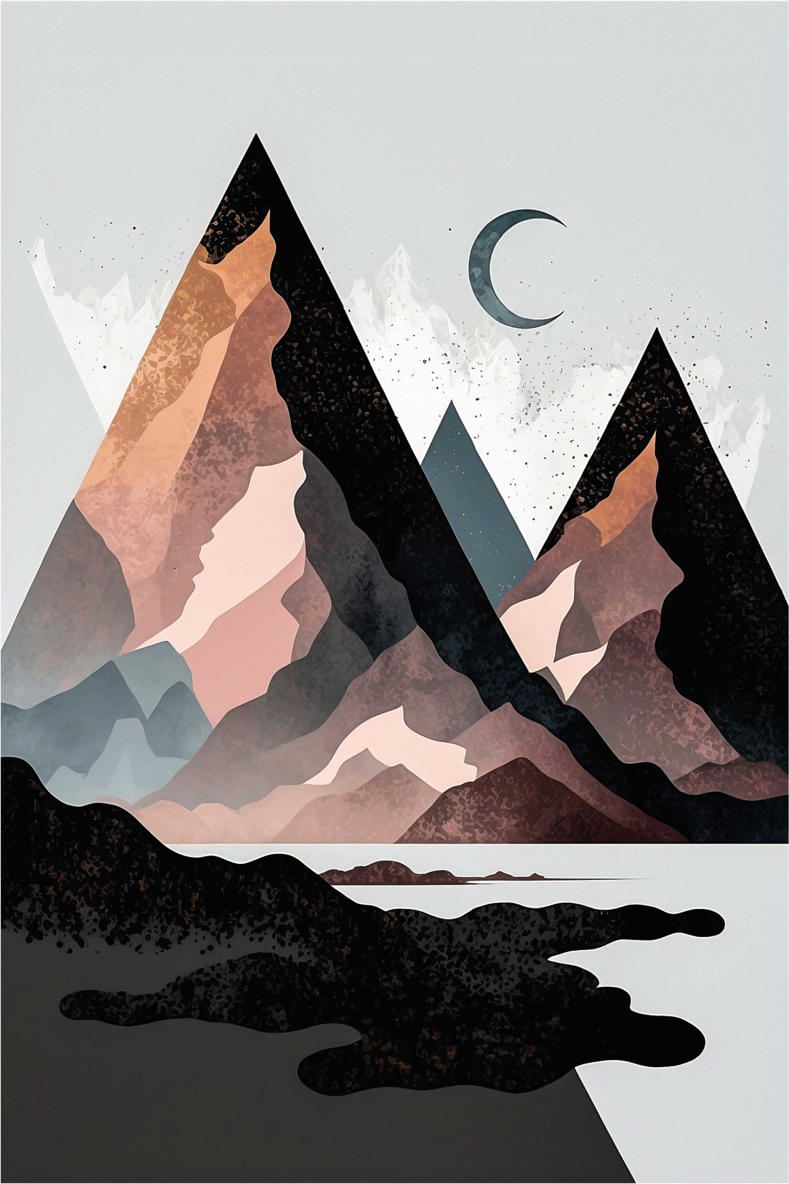 Vinyl tapijt geometrisch scandinavische bergen - TenStickers