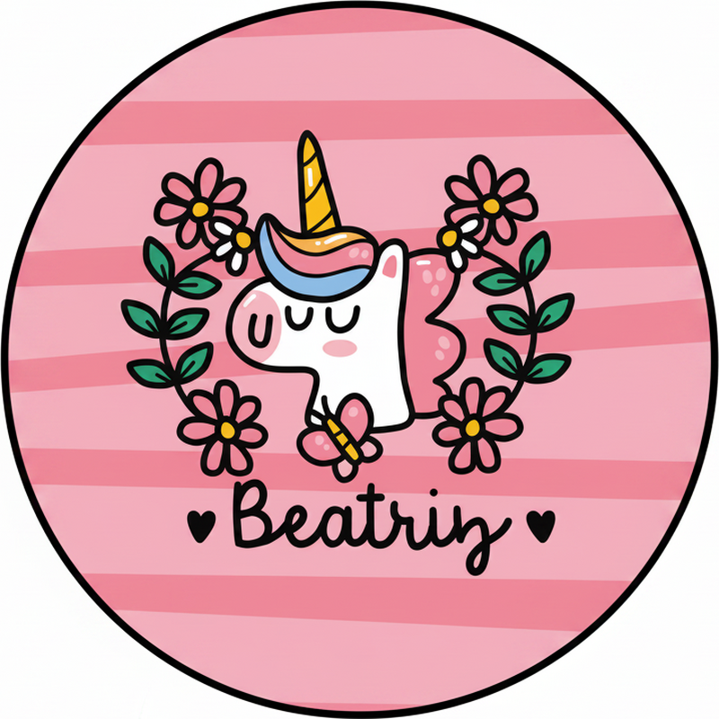 Vinyl tapijt kind schattige bloemen eenhoorn - TenStickers