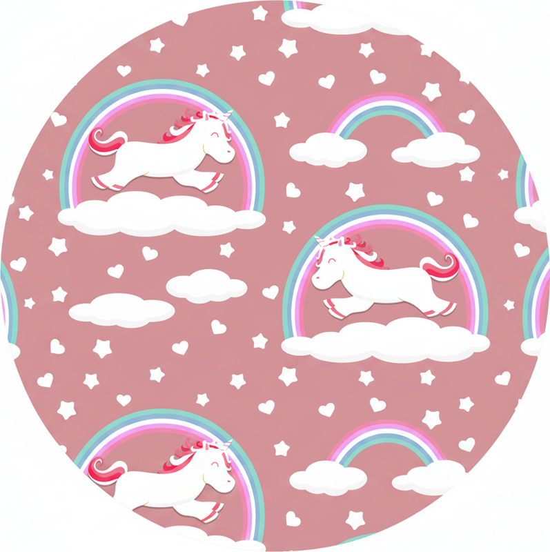 Vinyl tapijt kind met schattige eenhoorns en regenbogen - TenStickers
