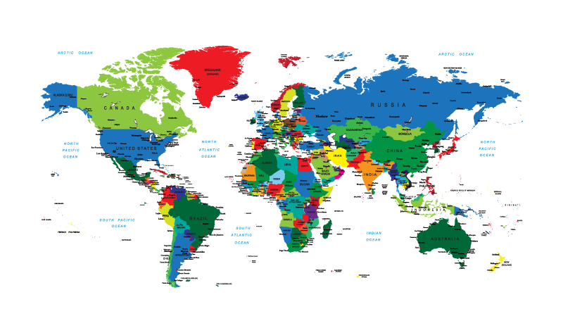Vinyl tapijt wereldkaart politieke cartografie - TenStickers