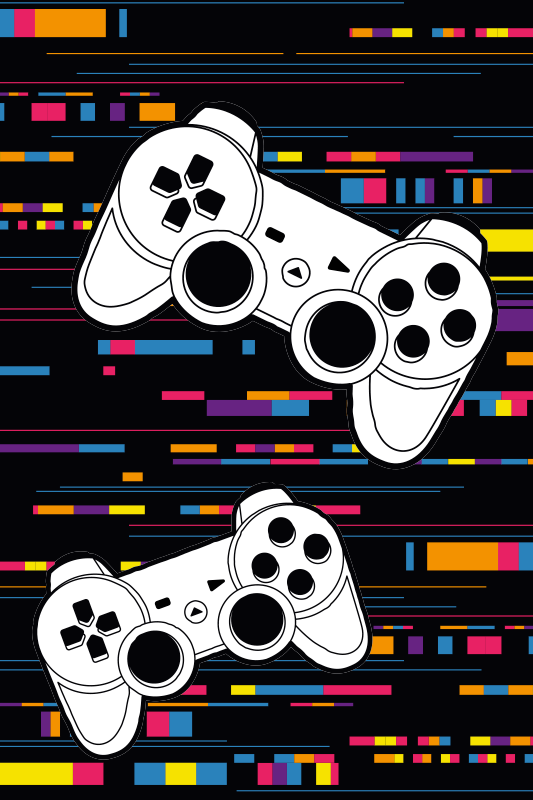 Vinyl tapijt spel multicolor afstandsbediening - TenStickers